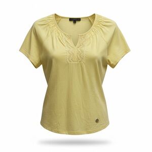 Adrienne Vittadini Soft Yellow Short Sleeve Tee. Size large.